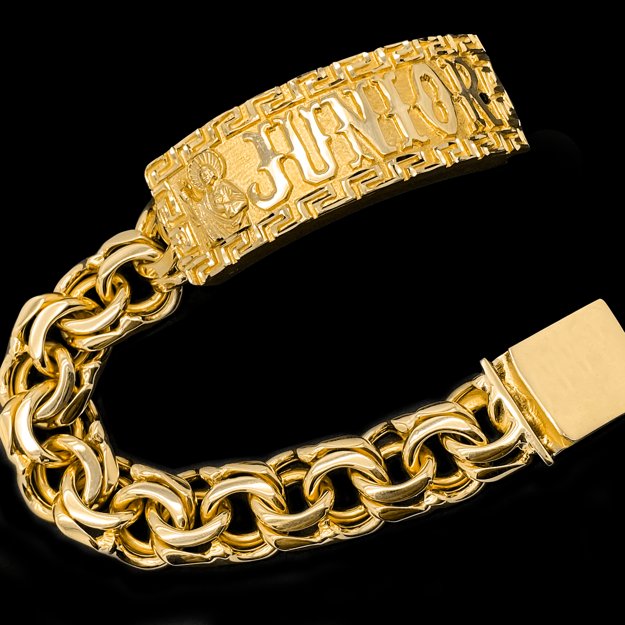 idiota borde motivo 11mm Children Gold Bracelet/Esclava para Niños de Oro – JDG Jewelers