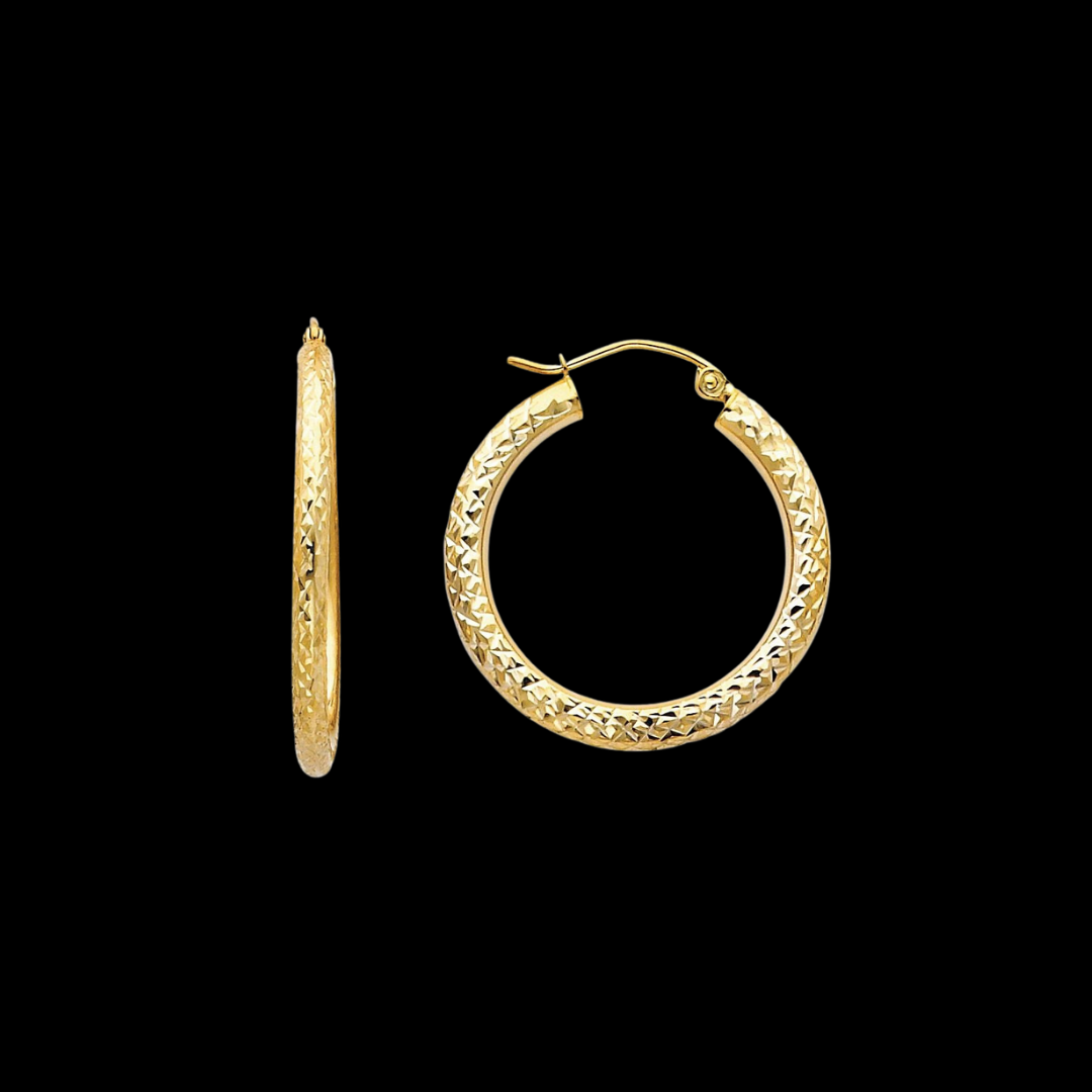 Arracadas De Oro 14KT / 14KT Gold Hoop Earrings 25MM