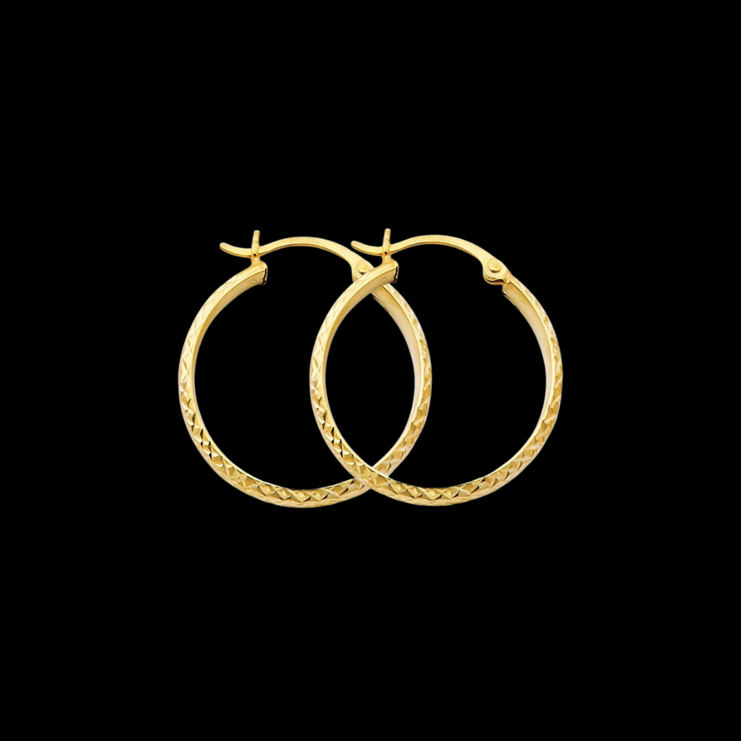 Arracadas De Oro 14KT / 14KT Gold Hoop Earrings 25mm