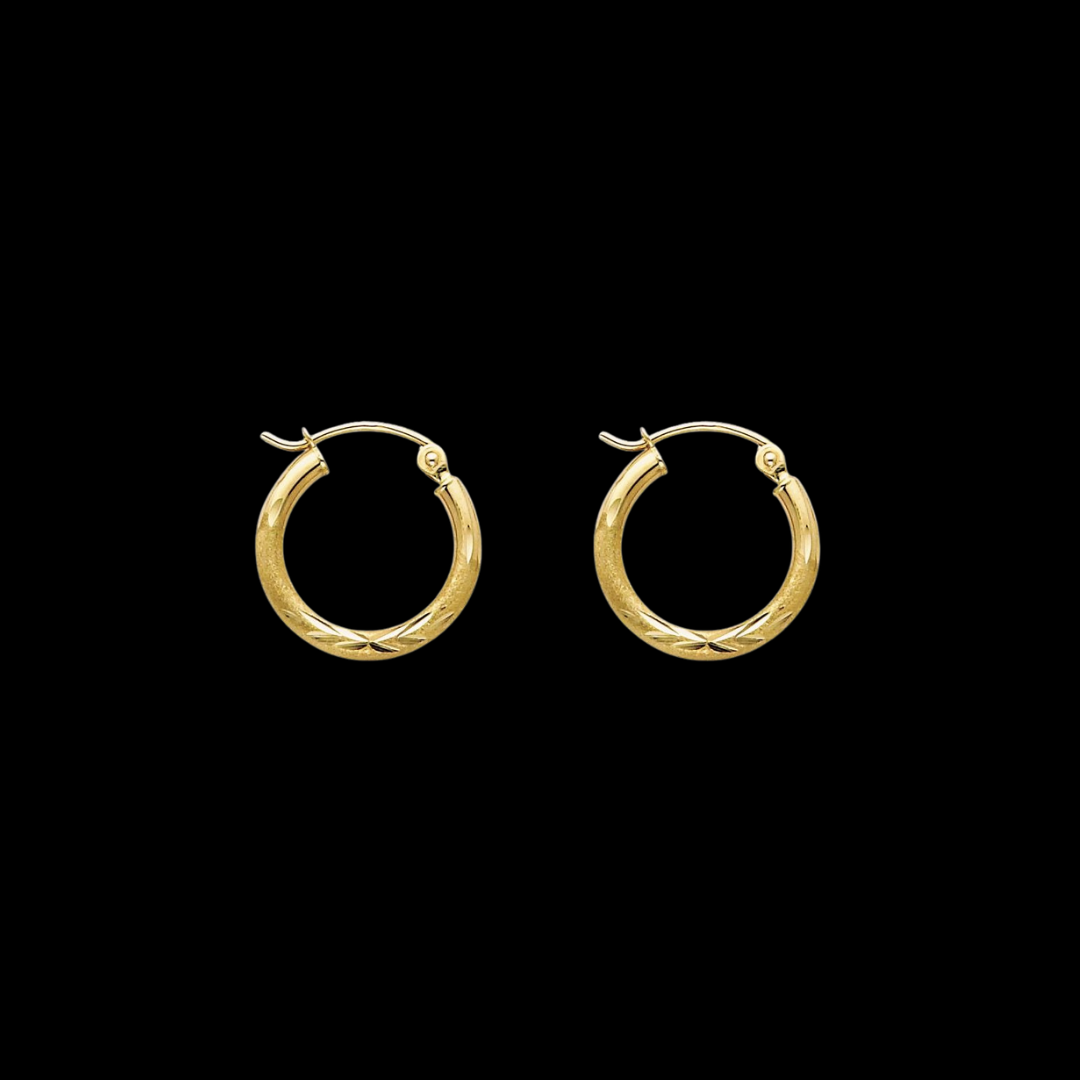 Arracadas De Oro 14KT / 14KT Gold Hoop Earrings 15MM