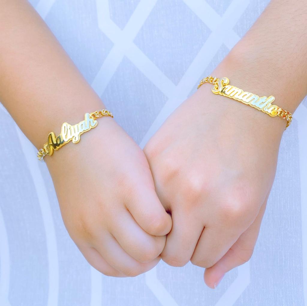 10KT Gold 4mm Children/Women Chino Link Bracelet with FREE name