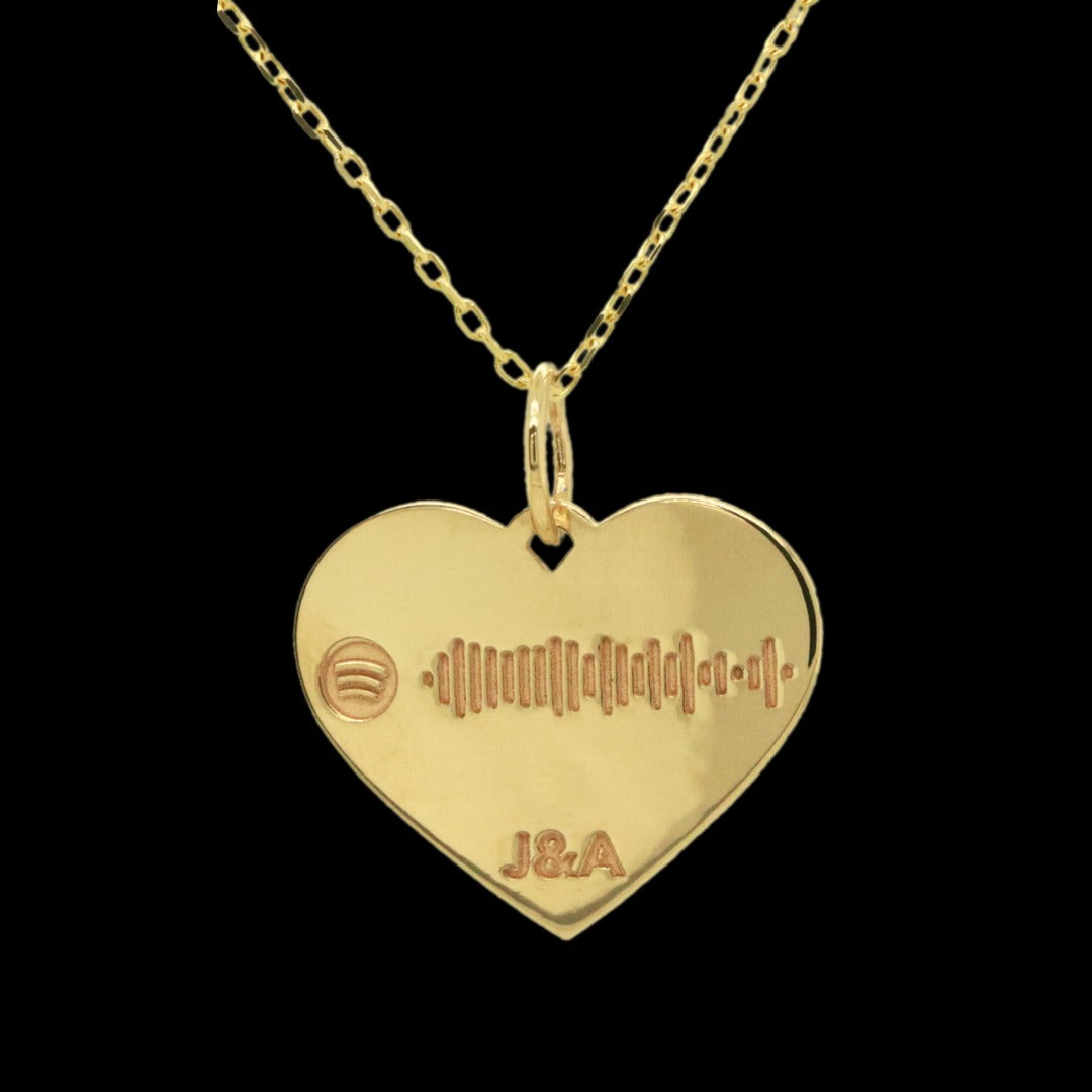10KT Gold Heart With Spotify Song Pendant for Her/Him